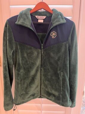Columbia Green and Navy Notre Dame Full-Zip Teddy Fleece Jacket L